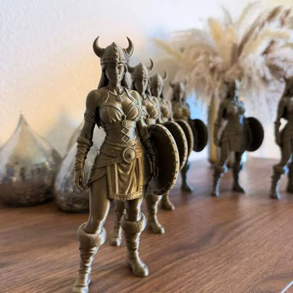 Viking Woman Decorative 3D Classic Clean Sculpt Figurine - Detailed Armor Character, 6.0" H×2.3" W×1.2" D Lightweight Statue, for Home Shelf/Desk Display