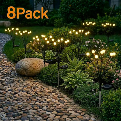 4-Pack Outdoor Solar String Lights, Waterproof, Auto Dusk-To-Dawn, 32 Bulbs, Firefly Garden Lights, Variable Length, Flexible Wire, Corrosion Resistant, Ideal for Garden