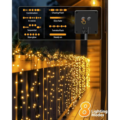 72Ft Solar String Lights - 1 Pack, 200 Warm White Leds, 8 Modes, 0-5 W Energy Efficient Outdoor Waterproof Lights with Auto On/Off 