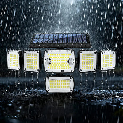 Solar-Powered Sensor Garden Lamp - 6 Lamp Heads, 270° Wide-Angle Floodlight