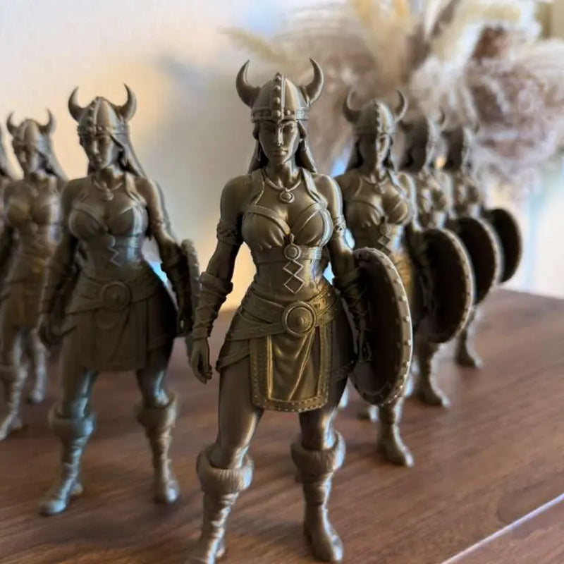 Viking Woman Decorative 3D Classic Clean Sculpt Figurine - Detailed Armor Character, 6.0" H×2.3" W×1.2" D Lightweight Statue, for Home Shelf/Desk Display
