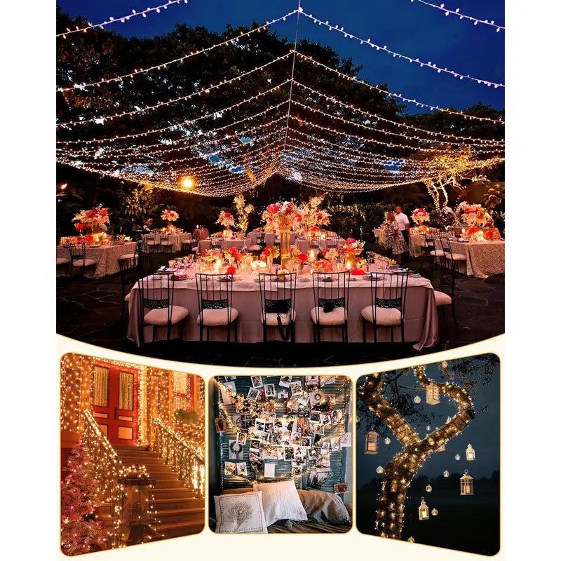 72Ft Solar String Lights - 1 Pack, 200 Warm White Leds, 8 Modes, 0-5 W Energy Efficient Outdoor Waterproof Lights with Auto On/Off 
