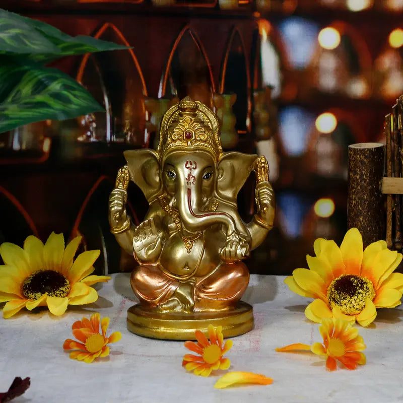 Alikiki Indian God Lord Ganesha Statue - 5" H Hindu God Ganesh Idol 