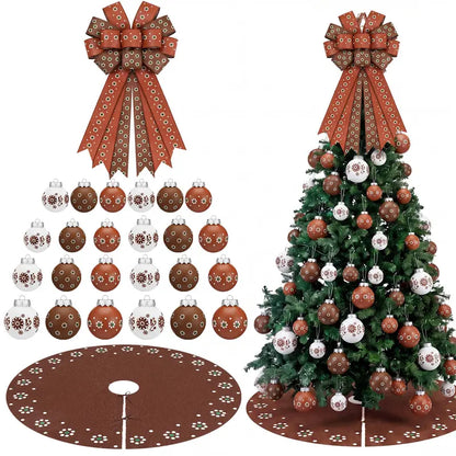 Christmas Tree Ball Ornaments 2.36 & 3.15 Inch Rustic Floral Baubles, Talavera Inspired Terracotta Style Mxican Christmas Decor for Xmas Trees, Wreaths, Home Parties and Navidad Supplies