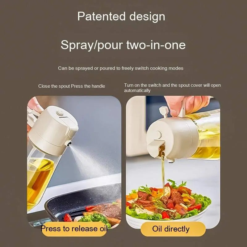 470ML Olive Oil Sprayer Dispenser for Cooking2 in 1 Glass Oil Vinegar Soy Sauce Spray Kitchen Oil Bottle 