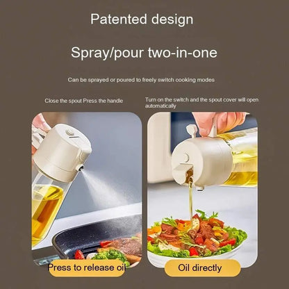 470ML Olive Oil Sprayer Dispenser for Cooking2 in 1 Glass Oil Vinegar Soy Sauce Spray Kitchen Oil Bottle 