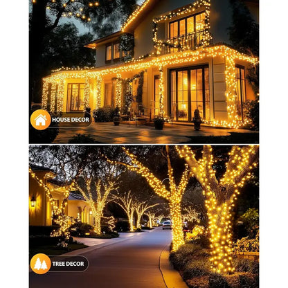 72Ft Solar String Lights - 1 Pack, 200 Warm White Leds, 8 Modes, 0-5 W Energy Efficient Outdoor Waterproof Lights with Auto On/Off 