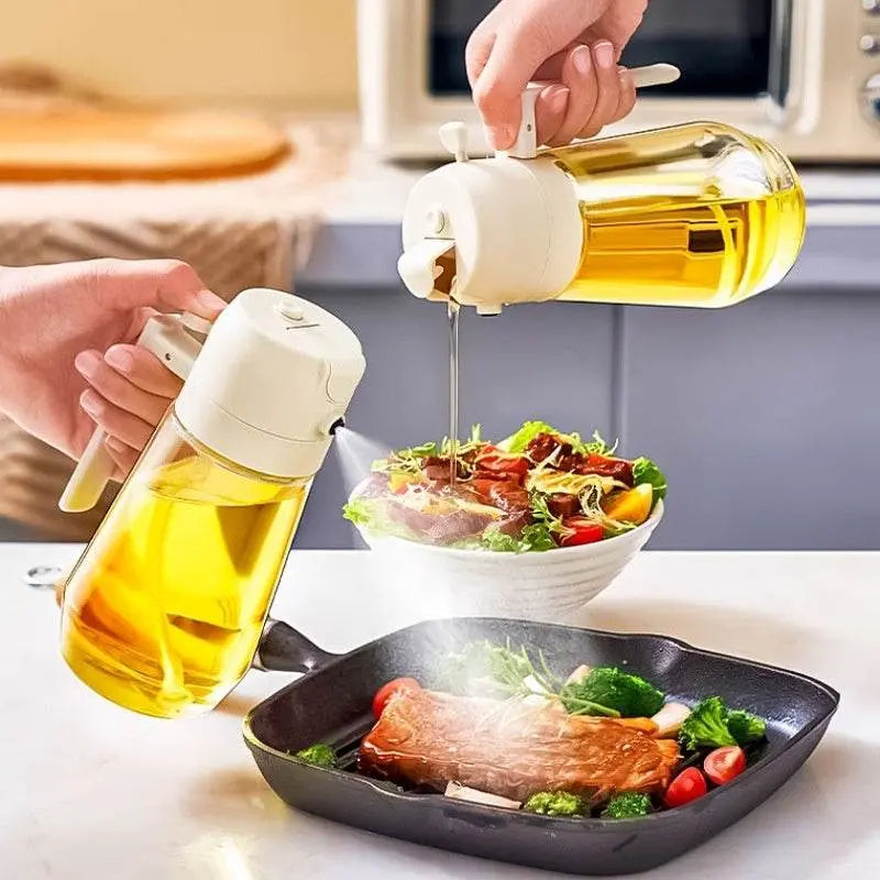 470ML Olive Oil Sprayer Dispenser for Cooking2 in 1 Glass Oil Vinegar Soy Sauce Spray Kitchen Oil Bottle 