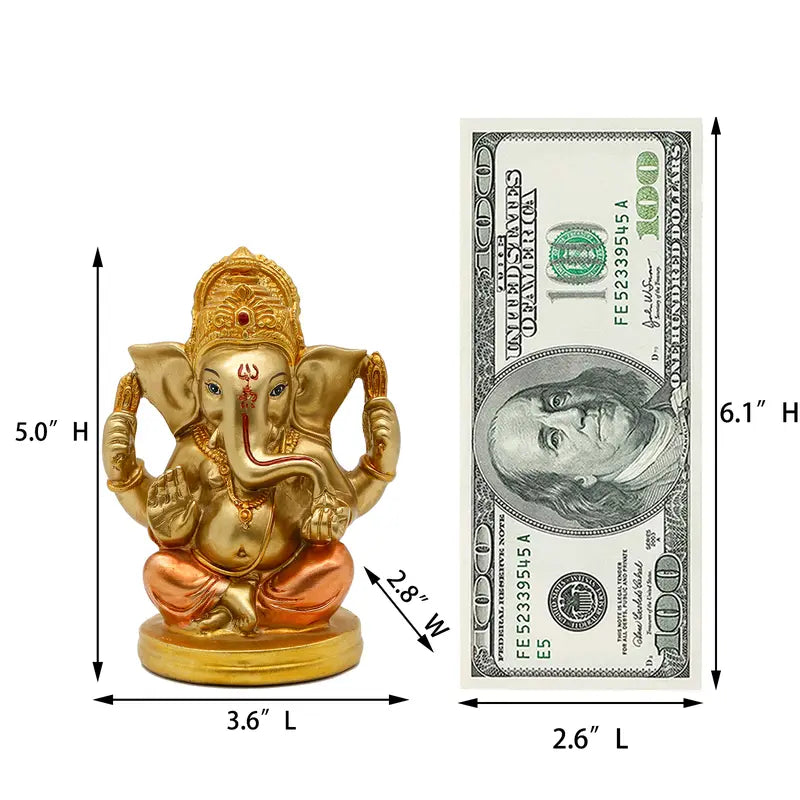 Alikiki Indian God Lord Ganesha Statue - 5" H Hindu God Ganesh Idol 