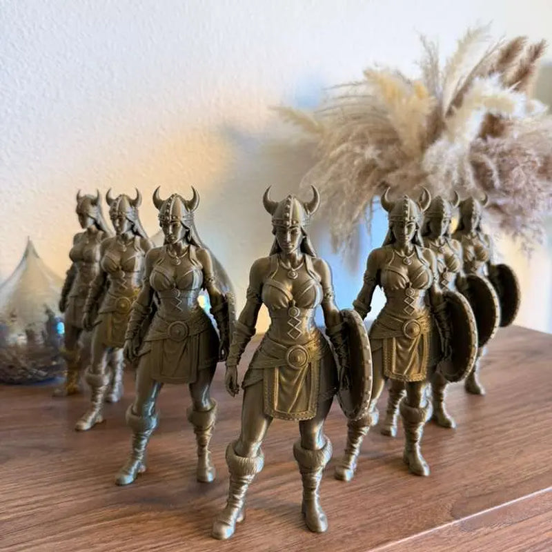 Viking Woman Decorative 3D Classic Clean Sculpt Figurine - Detailed Armor Character, 6.0" H×2.3" W×1.2" D Lightweight Statue, for Home Shelf/Desk Display
