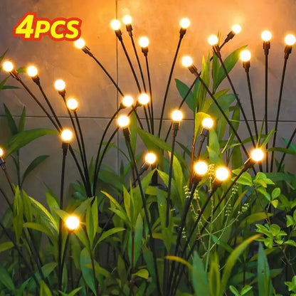 4-Pack Outdoor Solar String Lights, Waterproof, Auto Dusk-To-Dawn, 32 Bulbs, Firefly Garden Lights, Variable Length, Flexible Wire, Corrosion Resistant, Ideal for Garden