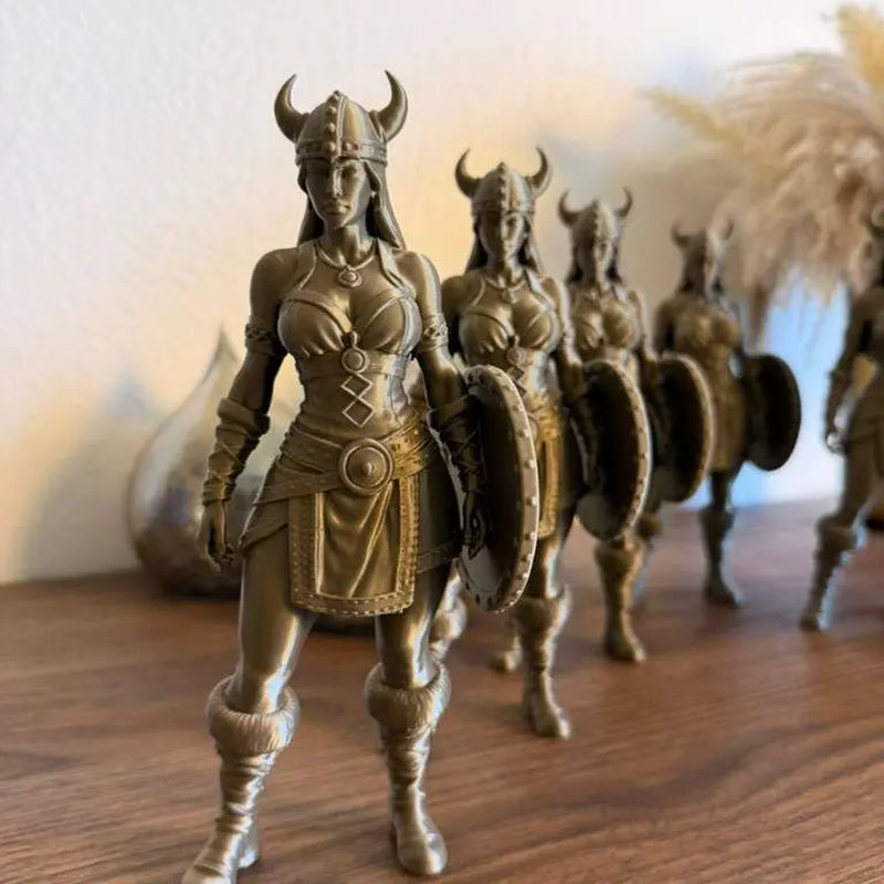 Viking Woman Decorative 3D Classic Clean Sculpt Figurine - Detailed Armor Character, 6.0" H×2.3" W×1.2" D Lightweight Statue, for Home Shelf/Desk Display