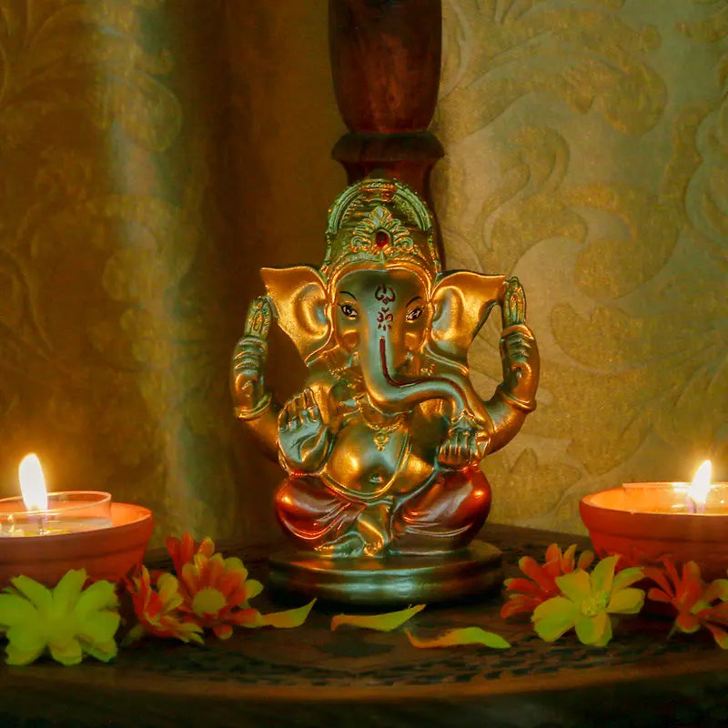 Alikiki Indian God Lord Ganesha Statue - 5" H Hindu God Ganesh Idol 