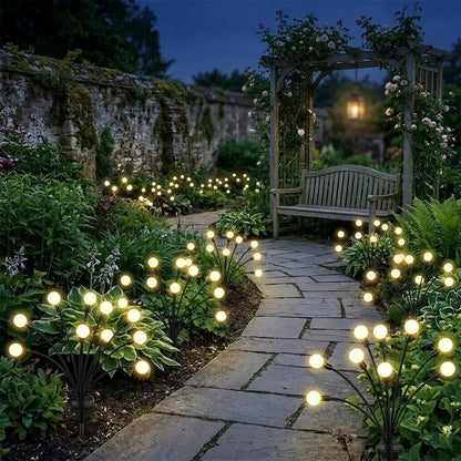 4-Pack Outdoor Solar String Lights, Waterproof, Auto Dusk-To-Dawn, 32 Bulbs, Firefly Garden Lights, Variable Length, Flexible Wire, Corrosion Resistant, Ideal for Garden