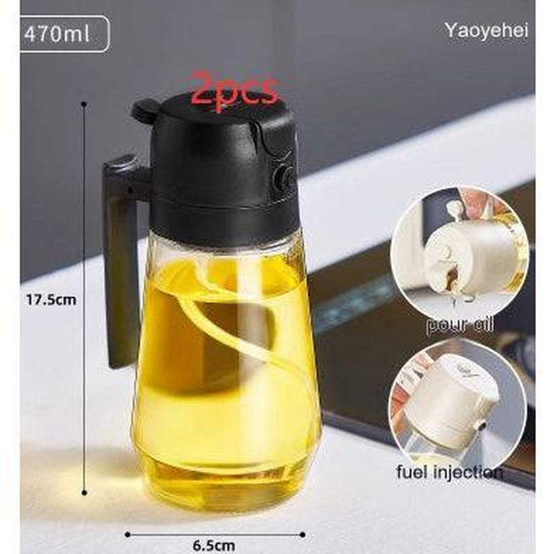 470ML Olive Oil Sprayer Dispenser for Cooking2 in 1 Glass Oil Vinegar Soy Sauce Spray Kitchen Oil Bottle 
